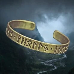 Brass Runic Viking / Saxon Bracelet - Fate