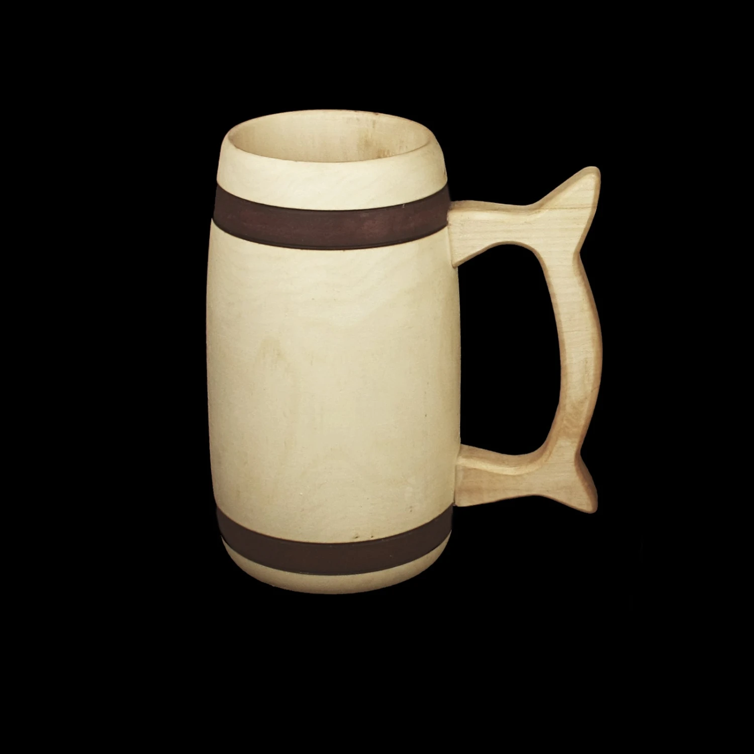 Hand-Turned Birch Wood Beer Tankard 3 Hand-Turned Birch Wood Beer Tankard