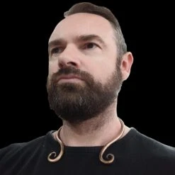 Hand Forged Bronze Viking Neck Torc -The Viking Dragon wearing a medium bronze torc