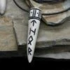 Thor Antler Runic Pendant On Leather Thong -The Viking Dragon wl antler thor pendant on rock