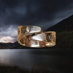 Stamped Bronze Replica Viking Ring -The Viking Dragon wl bronze stamped viking ring back view