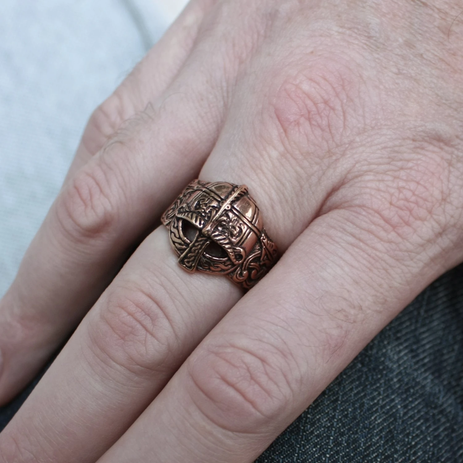 Bronze Viking Helmet Ring 7 Bronze Viking Helmet Ring - Image 5