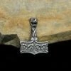Silver Dragon Oseberg Thors Hammer Pendant -The Viking Dragon wl silver dragon hammer front