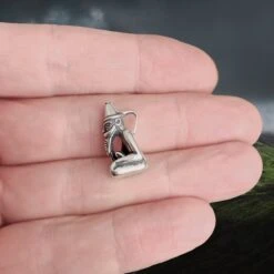 Silver Freyr Pendant -The Viking Dragon wl silver freyr pendant on hand side view