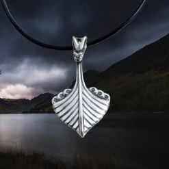 Silver Oseberg Viking Ship Pendant