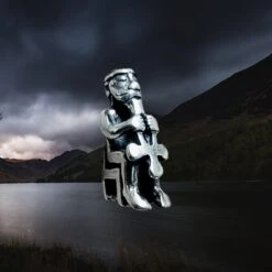 Silver Seated Thor Pendant 11 Silver Seated Thor Pendant -The Viking Dragon wl silver thor pendant front angle view