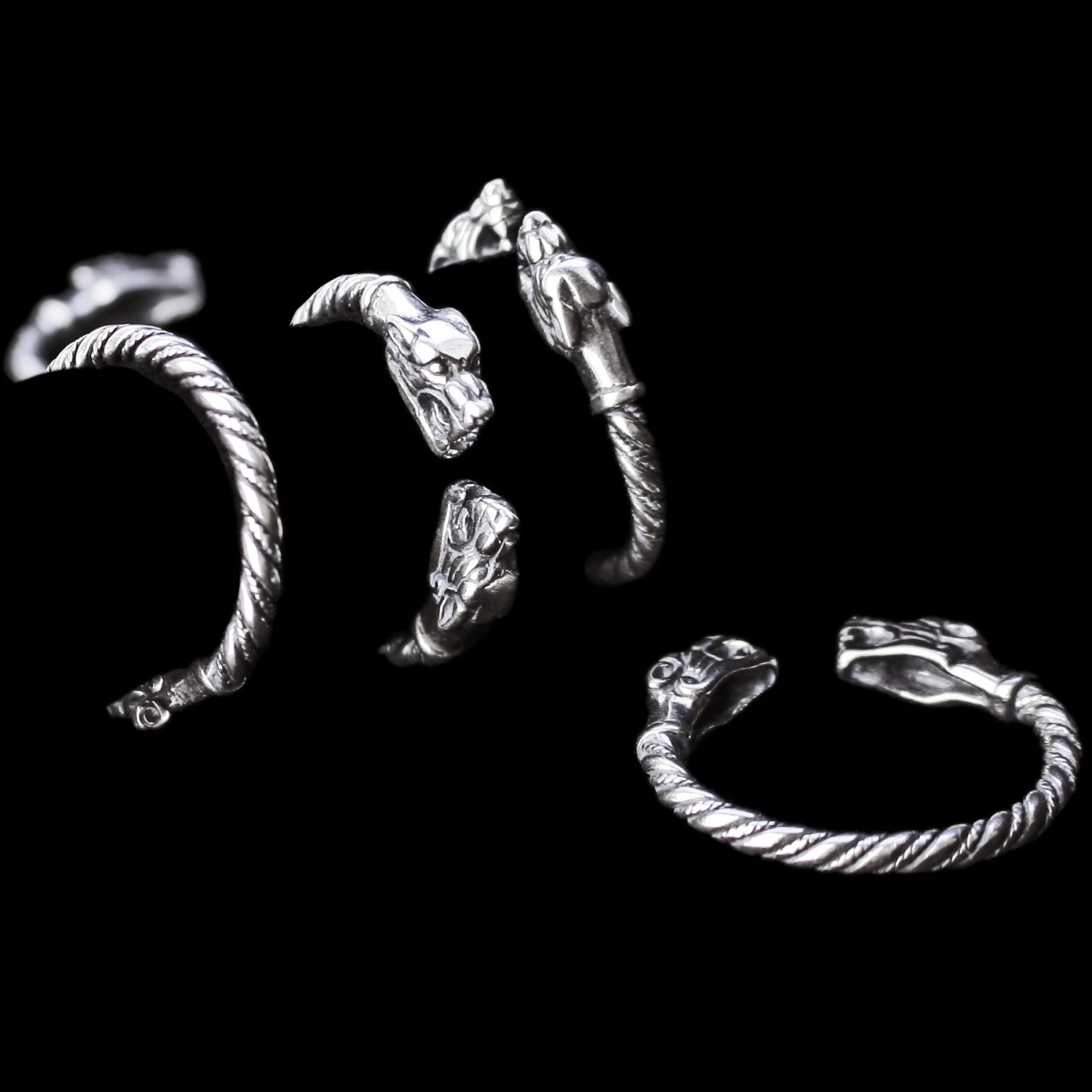 Silver Twisted Ferocious Wolves Ring 3 Silver Twisted Ferocious Wolves Ring