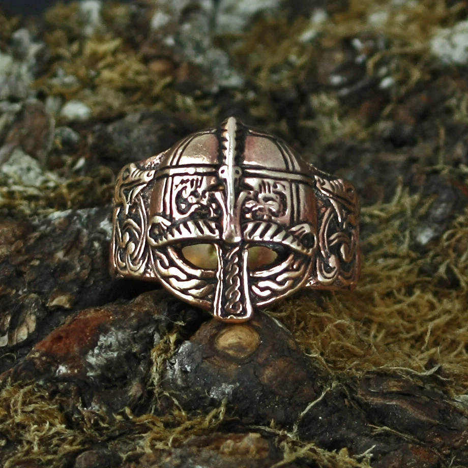 Bronze Viking Helmet Ring 3 Bronze Viking Helmet Ring